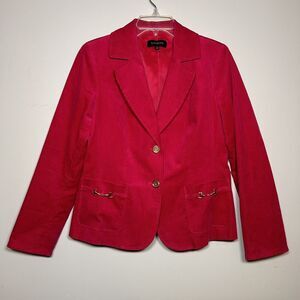 Talbots Corduroy 2 Button Sport Jacket Blazer Gold Chain Link Accents Pink Sz. 8